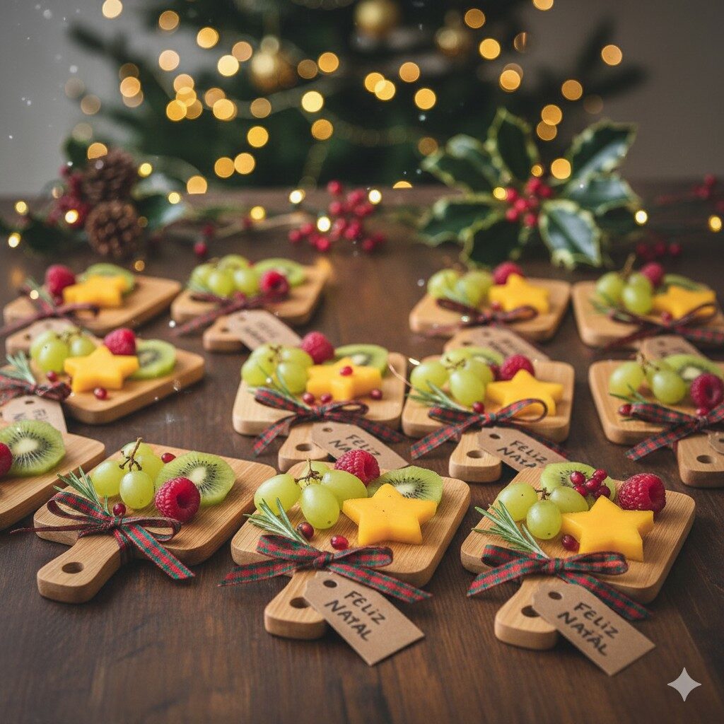 Mini tábuas individuais como lembrancinhas natalinas