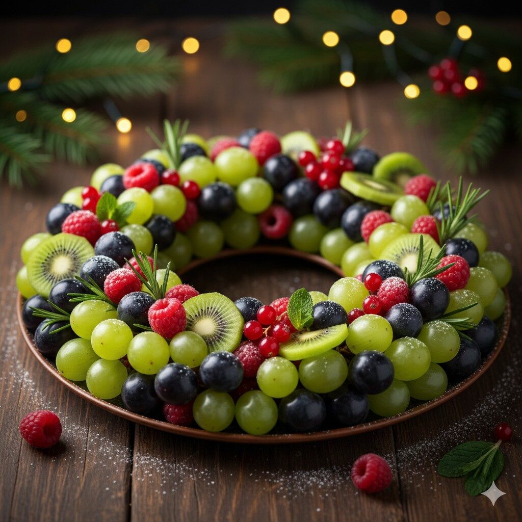 Tábua de frutas em formato de guirlanda