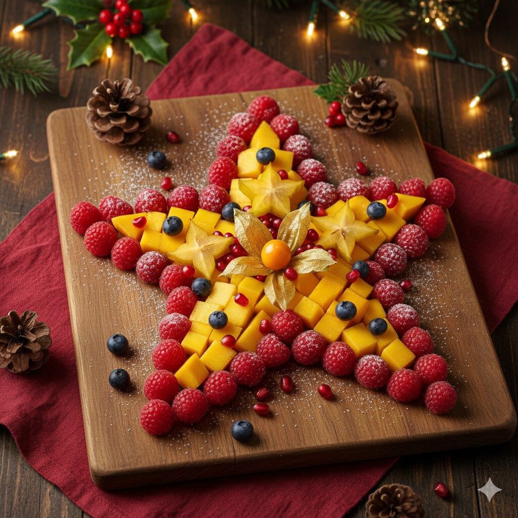 Tábua de frutas montada como estrela