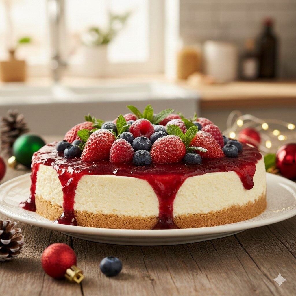 Sobremesas para o Natal: 20 receitas tradicionais e fáceis - 7 Cheesecake refrescante com frutas