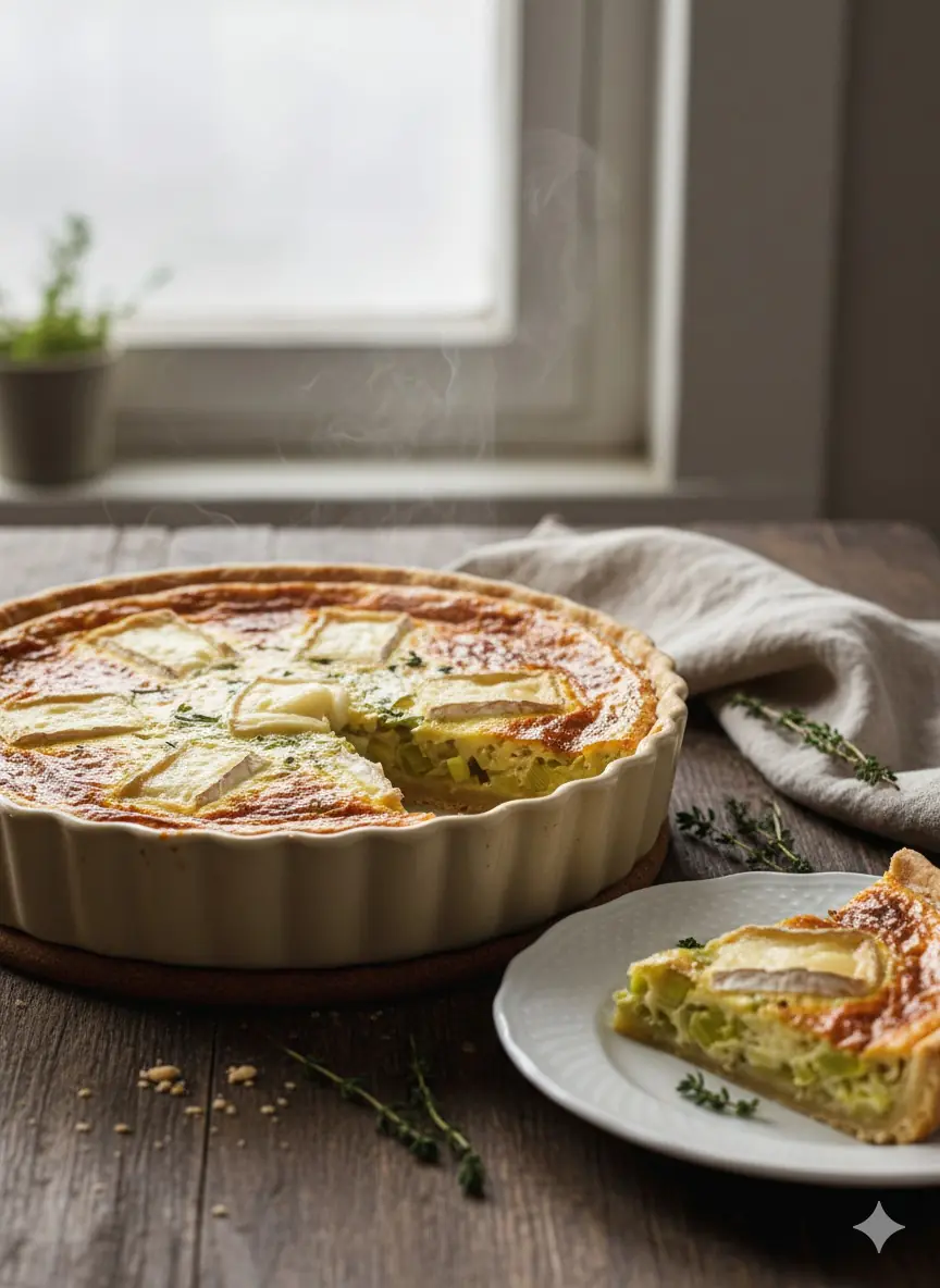 Quiche de Alho-Poró com Queijo Brie