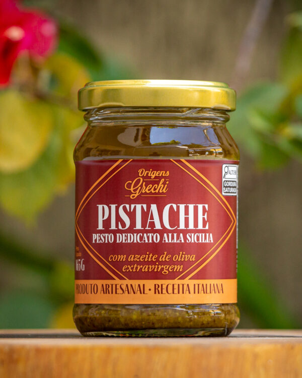 Pote de Pesto de Pistache Origens Grechi 165g — pesto siciliano artesanal com azeite extravirgem