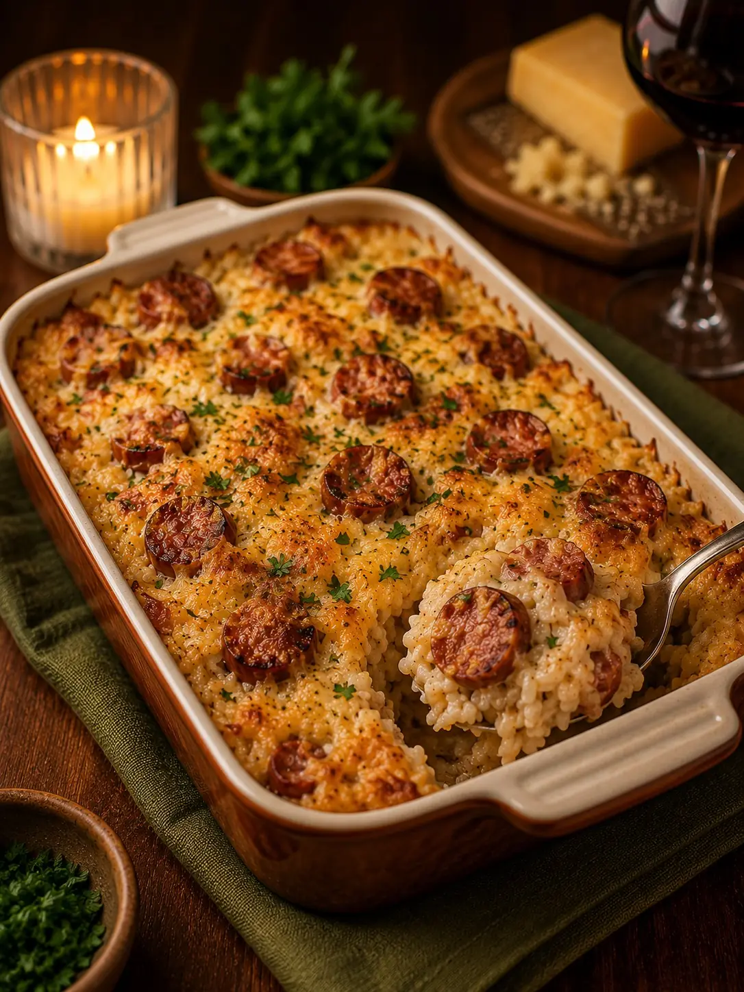 16 receitas para almoço de Dia dos Namorados - 14 14. Arroz de forno cremoso com linguiça artesanal e queijo canastra