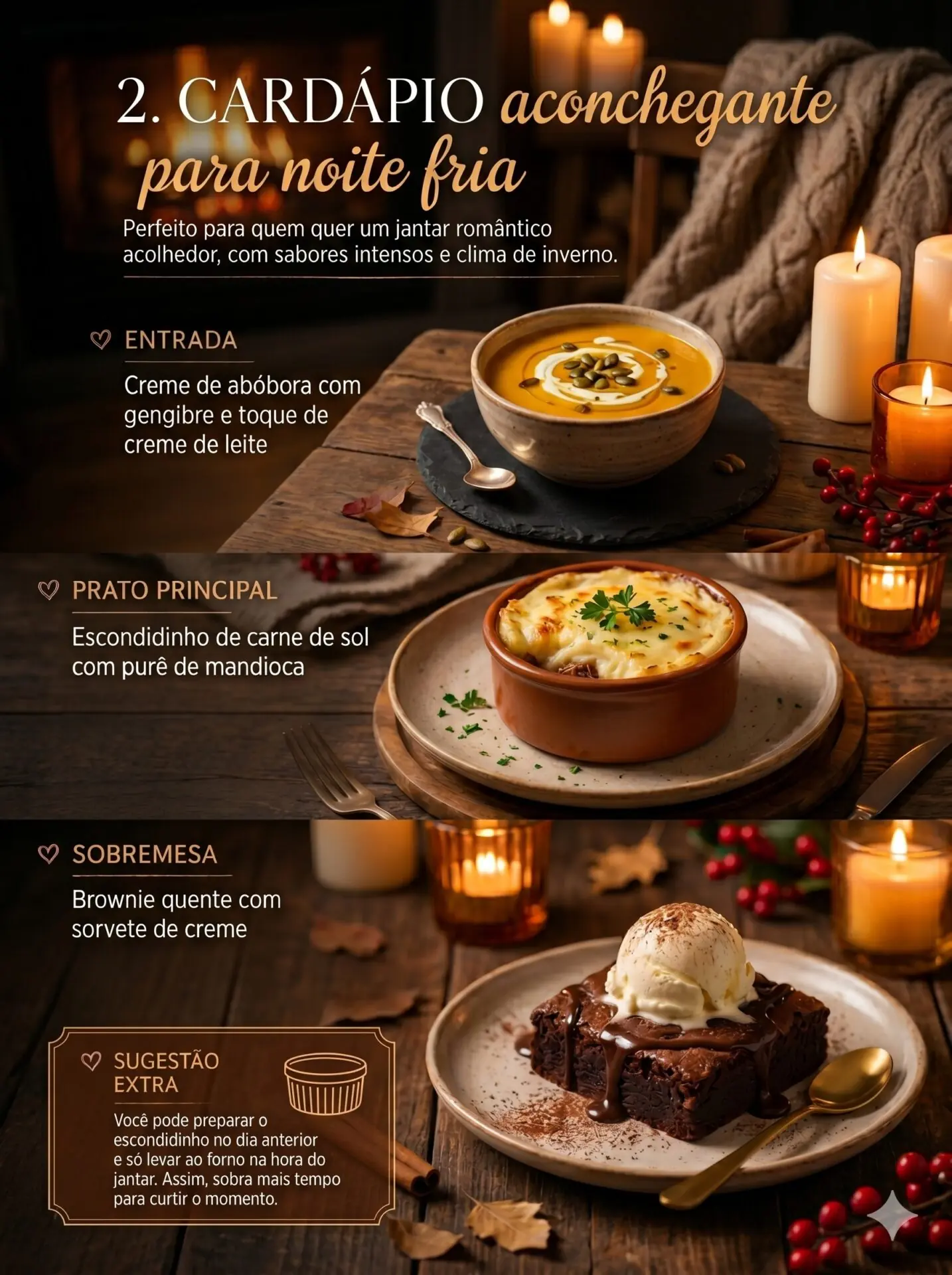 2. Cardápio aconchegante para noite fria