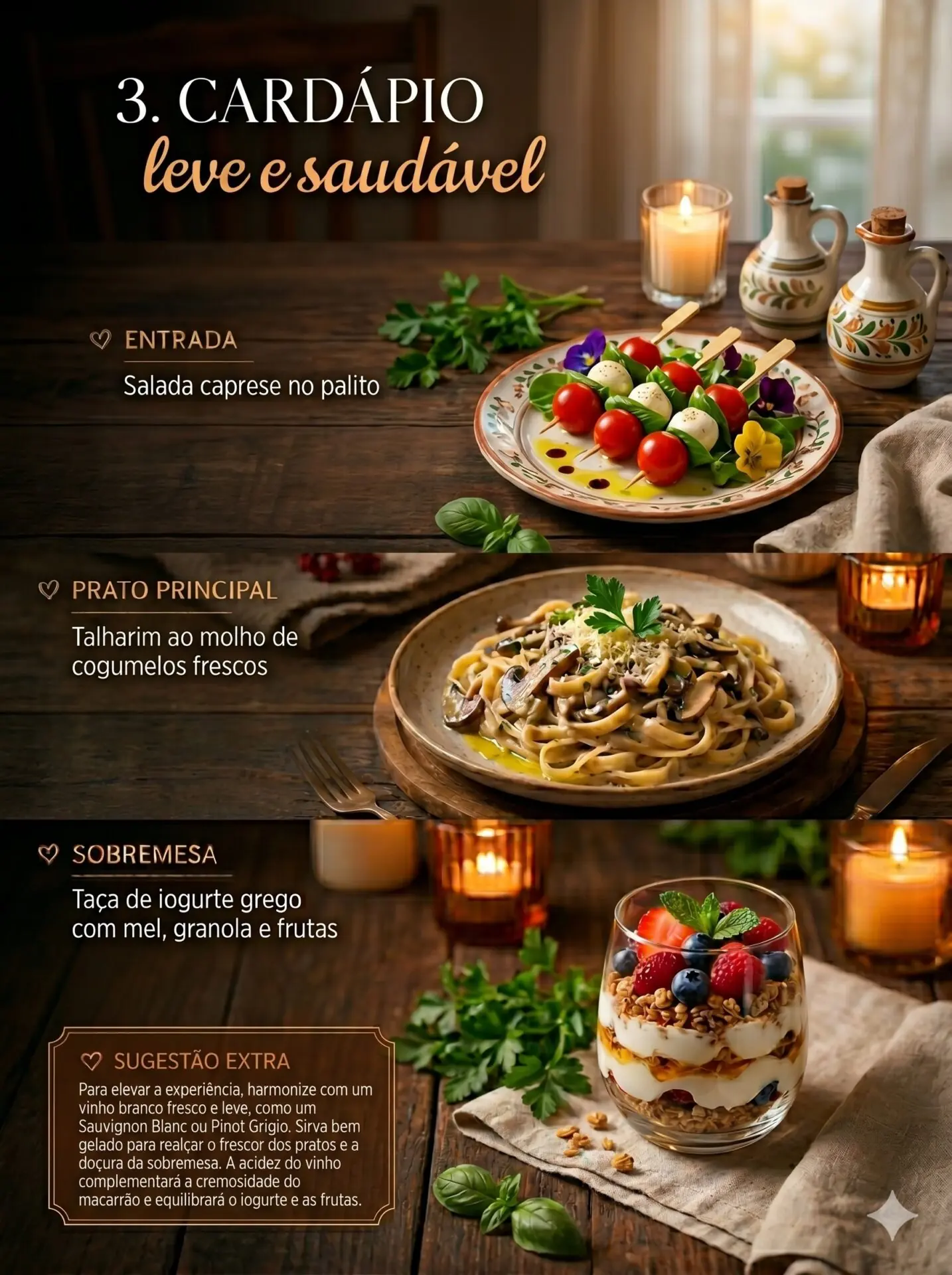 3. Cardápio leve e saudável