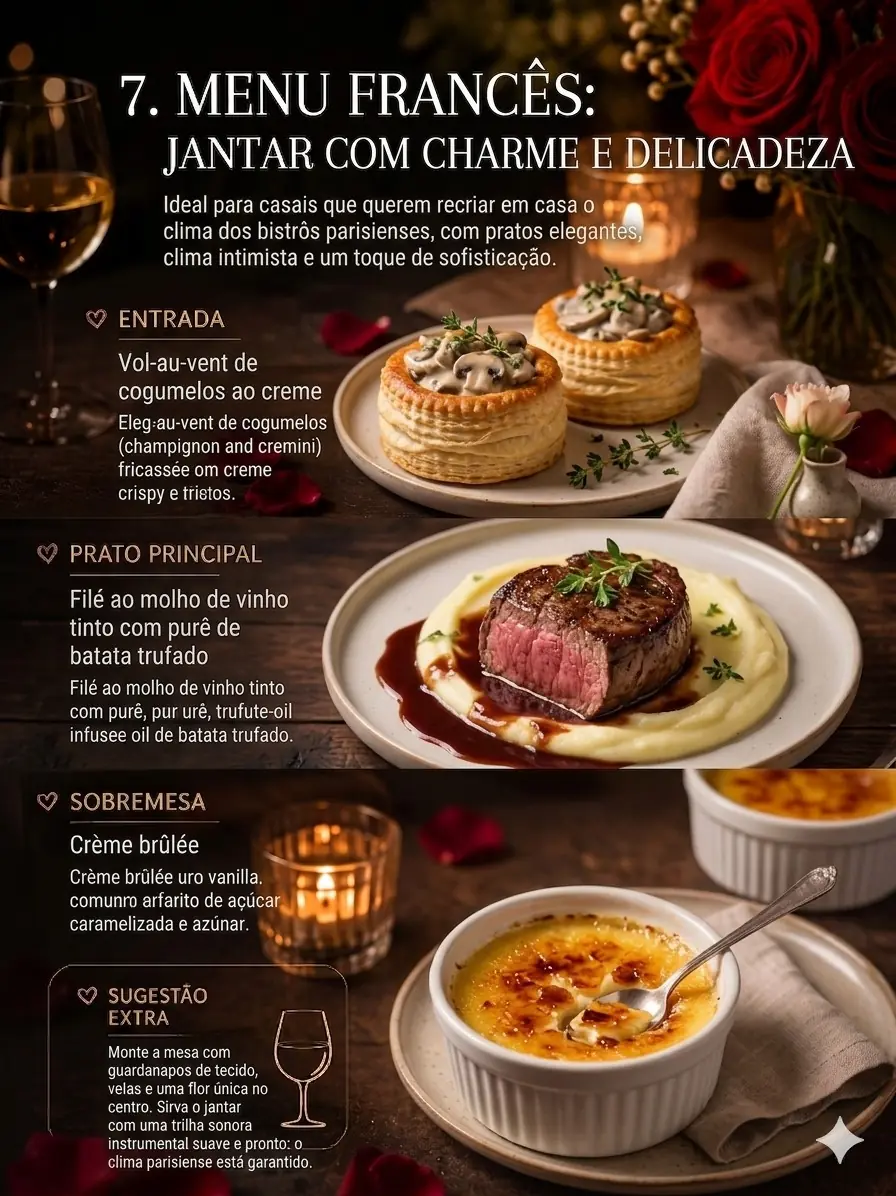 7. Menu francês: jantar com charme e delicadeza