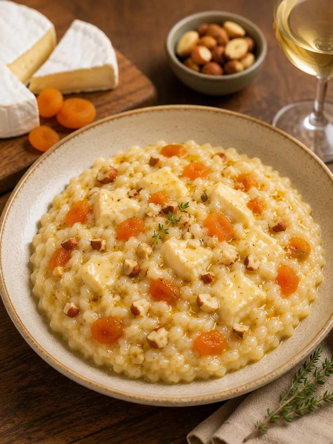 1. Risoto de queijo brie com damasco e castanhas