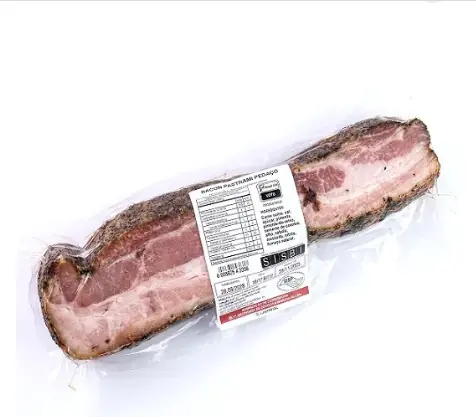 Bacon Pastrami FA Defumados peça inteira embalada a vácuo 250g com rótulo