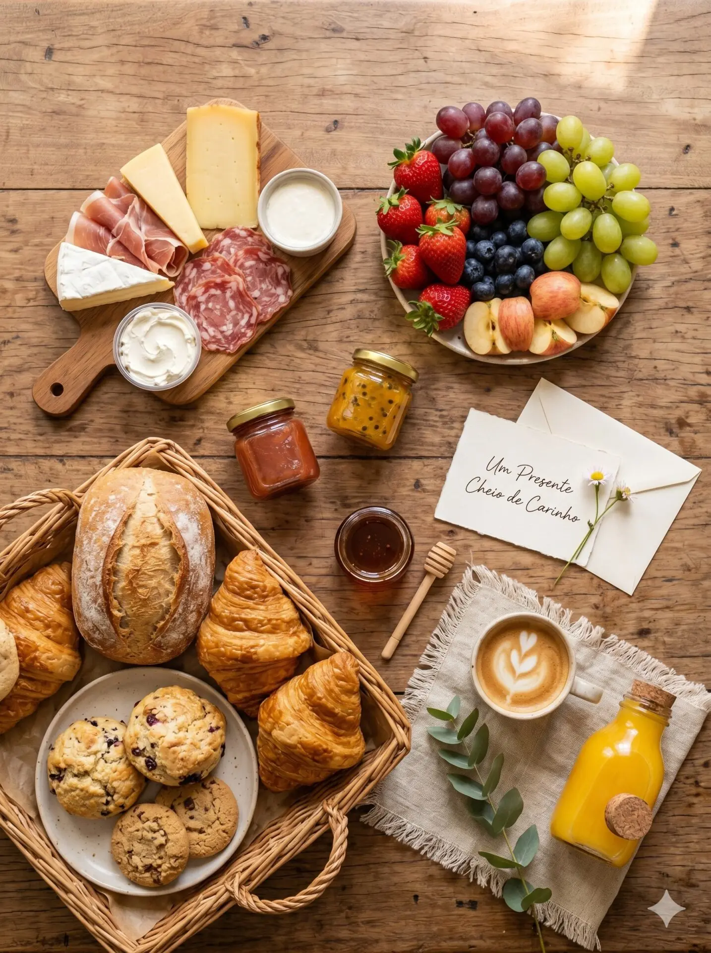 O que posso colocar em uma cesta de café da manhã?