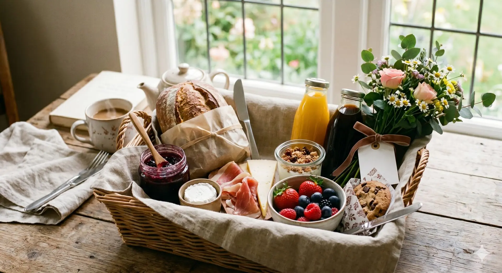 Quantos itens colocar em uma cesta de café da manhã?