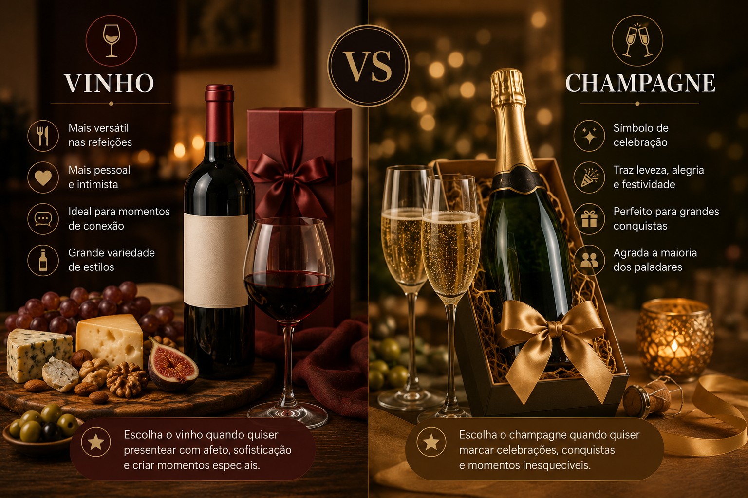 Vinho para Presente: Como Escolher o Rótulo Certo para Cada Ocasião - 9 Vinho ou champagne: qual escolher?